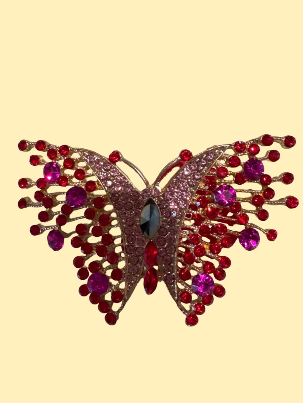 Red and Fuchsia Butterfly Crystal Brooch - Women Jewelry